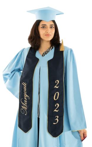 Graduation Set Color Sky Blue Sash Navy | Maryouli Ahla Size:(56-L)