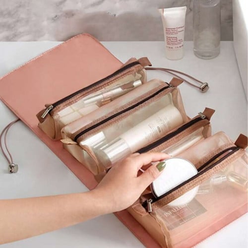 حقيبة تنظيم المكياج وردي فاتح