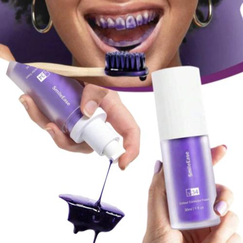 مصحح لون الأسنان، معجون لتبييض الأسنان باللون الأرجواني نعناع