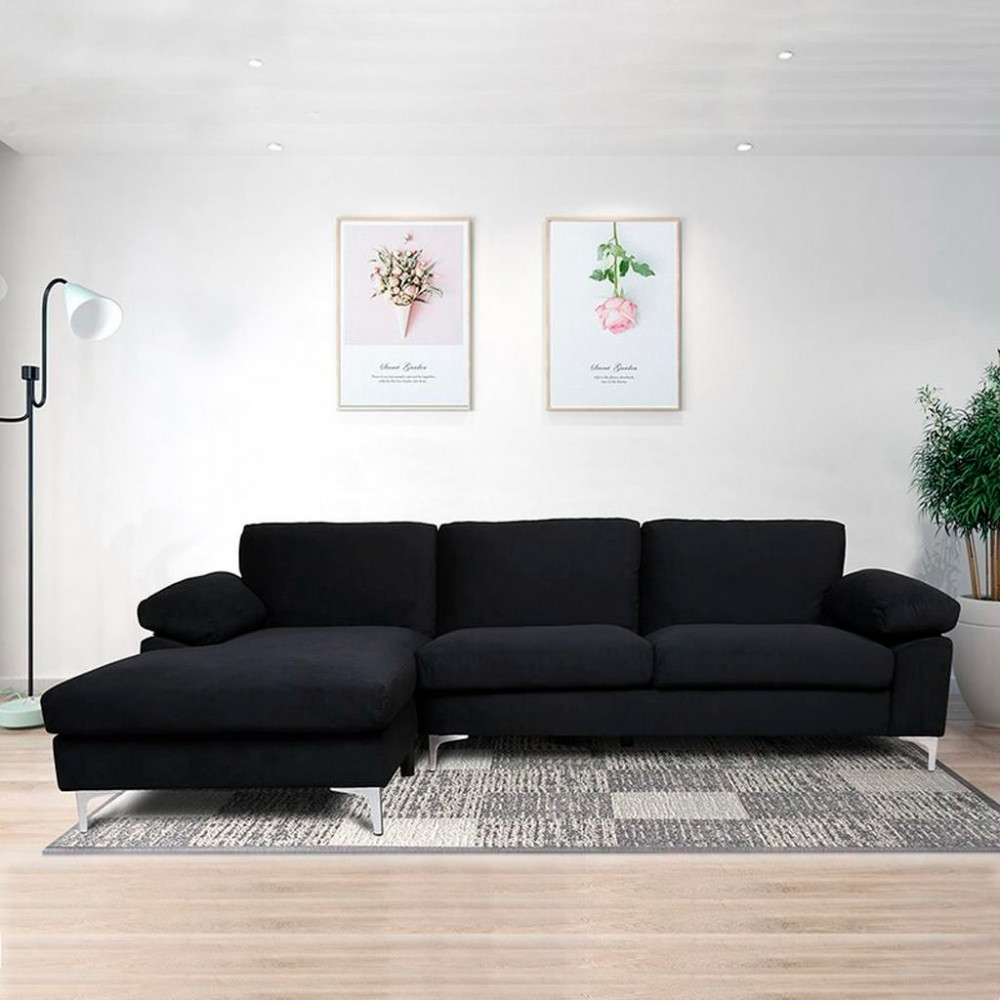 كنبة زاوية 90×250×300×80 سم -  اسود