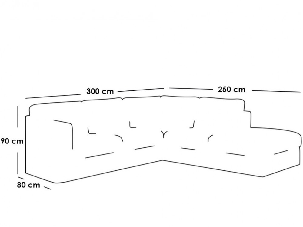 كنبة زاوية 90×250×300×80 سم -  اسود