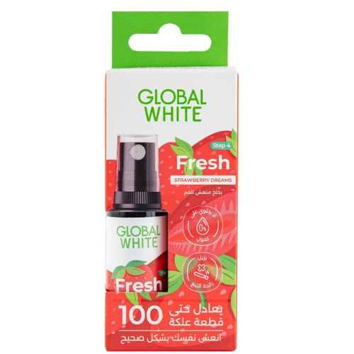 جلوبال وايت بخاخ معطر للفم بنكهة الفراولة المنعش-15 مل