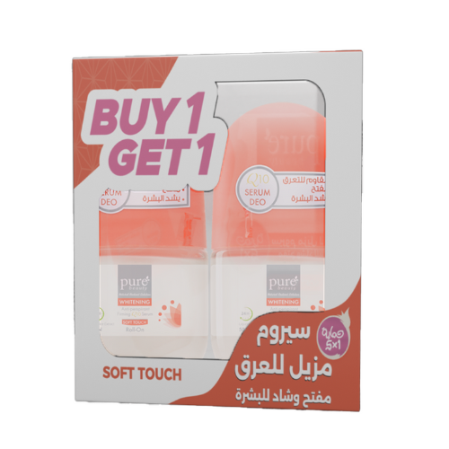 مزيل عرق رول سوفت توتش لتفتيح البشرة وشدها بسيروم Q10 من بيور بيوتي - حبتين