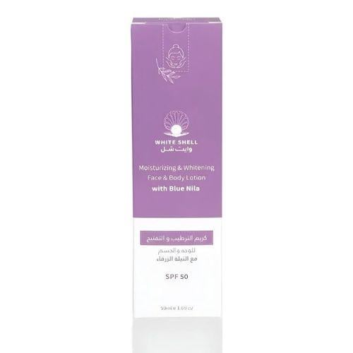 لوشن مرطب ومفتح للوجه والجسم مع النيلة الزرقاء من وايت شل - 50مل