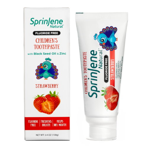 معجون أسنان الفراولة للأطفال خالٍ من الفلورايد من سبرينجين- 100 جرام