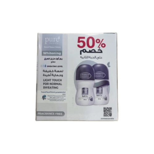مزيل عرق رول المفتح المقاوم للتعرق غير معطر كت (50% خصم على الحبة الثانية)من بيور بيوتي 60 مل