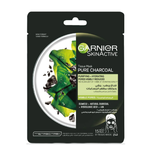 قناع ترطيب الوجه بالفحم النقي لشد المسام من غارنييه