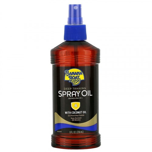 زيت بخاخ التسمير العميق بزيت جوز الهند ، معامل حماية من الشمس 4 من Banana Boat، (236 مل)
