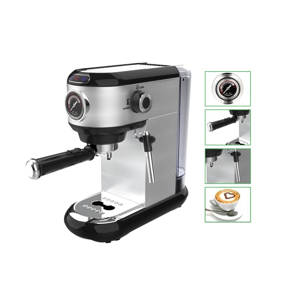 شكل دفاع حوض  Espresso, cappuccino and Latte coffee maker with steaming milk DLC-CM7318 -  silver - adawat store