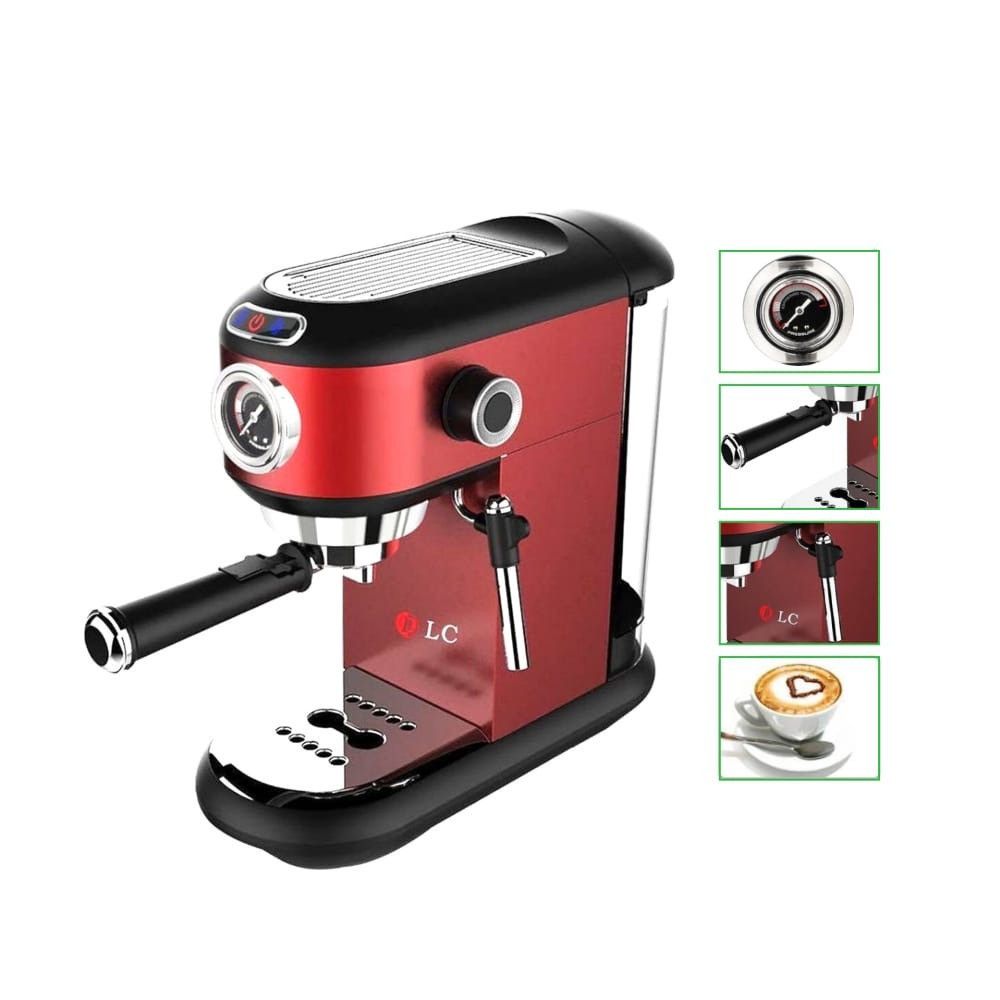 صالة عفوا نحن  Espresso, cappuccino and Latte coffee maker with steaming milk DLC-CM7318 -  red - adawat store