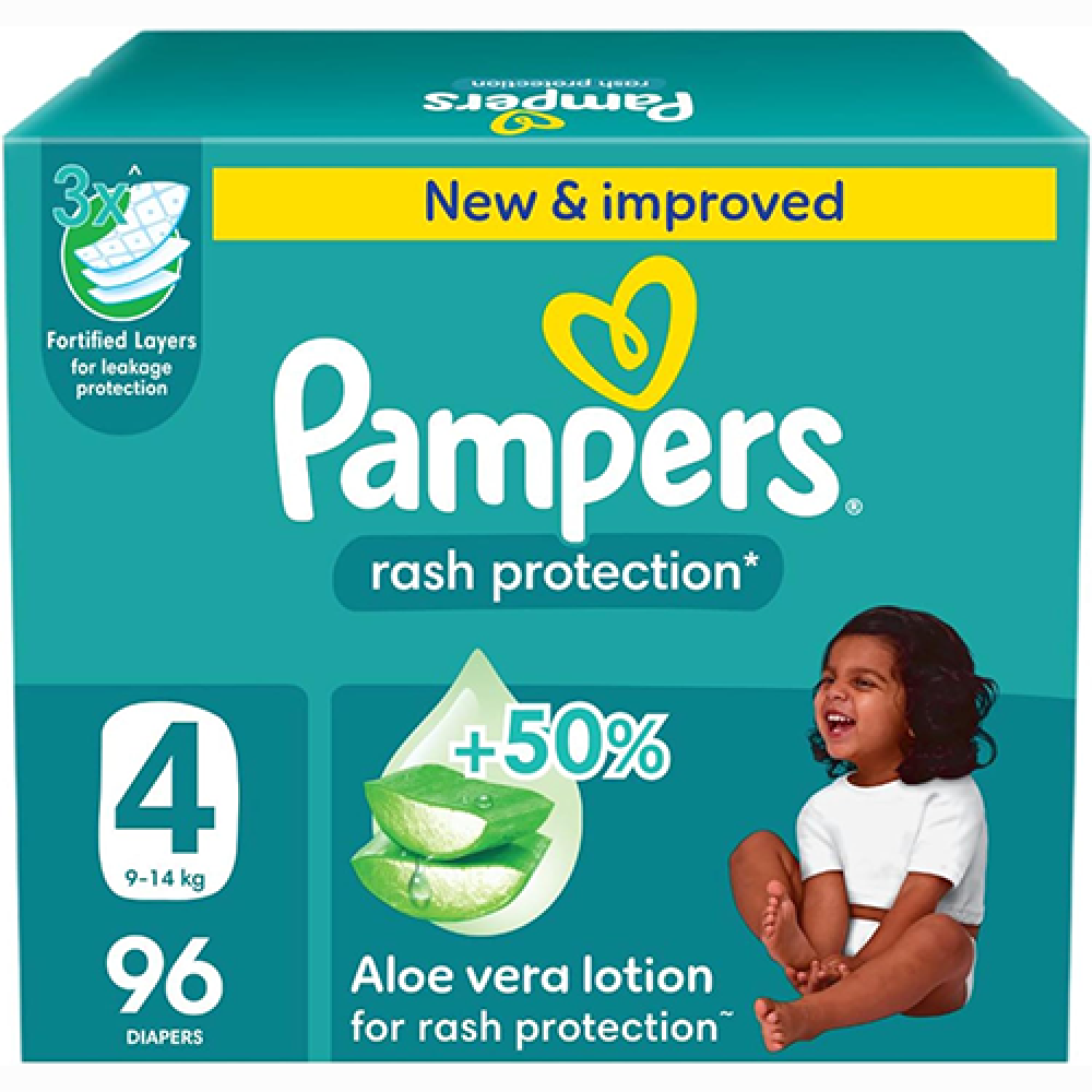 بامبرز حفاضات حماية من التسلخات مقاس 4 صندوق 96 حفاضة