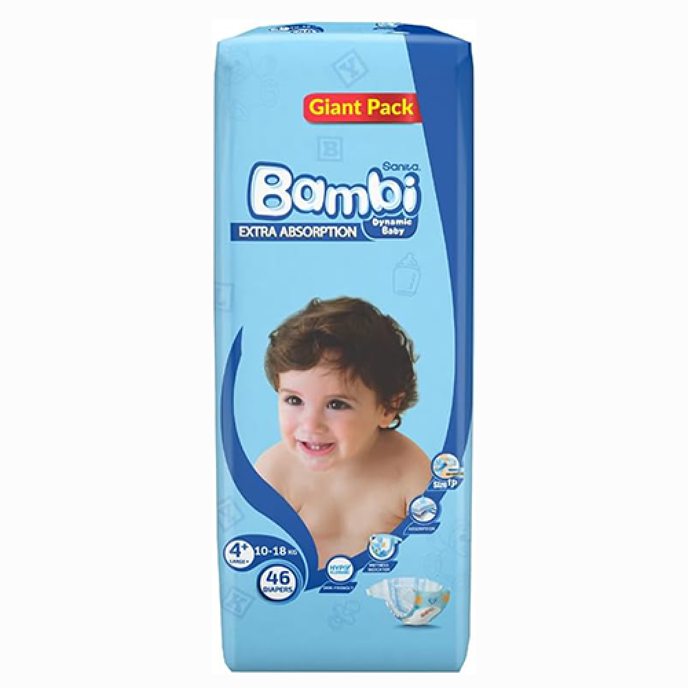 سانيتا بامبي حفائض اطفال مقاس (+4) عبوة 46 حفاضة