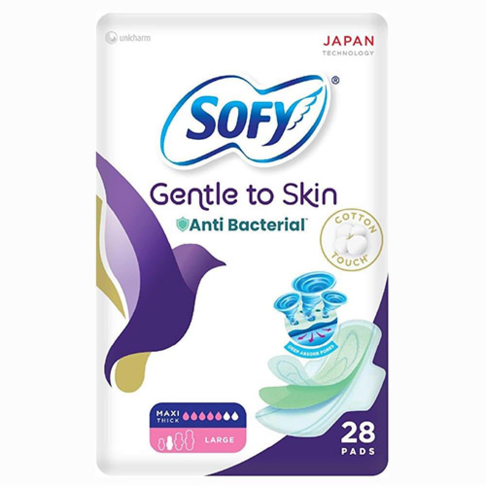 سوفي حفائض نسائية  مقاومة للبكتيريا - رقيقة - كبيرة بالأجنحة 28 حفاضة