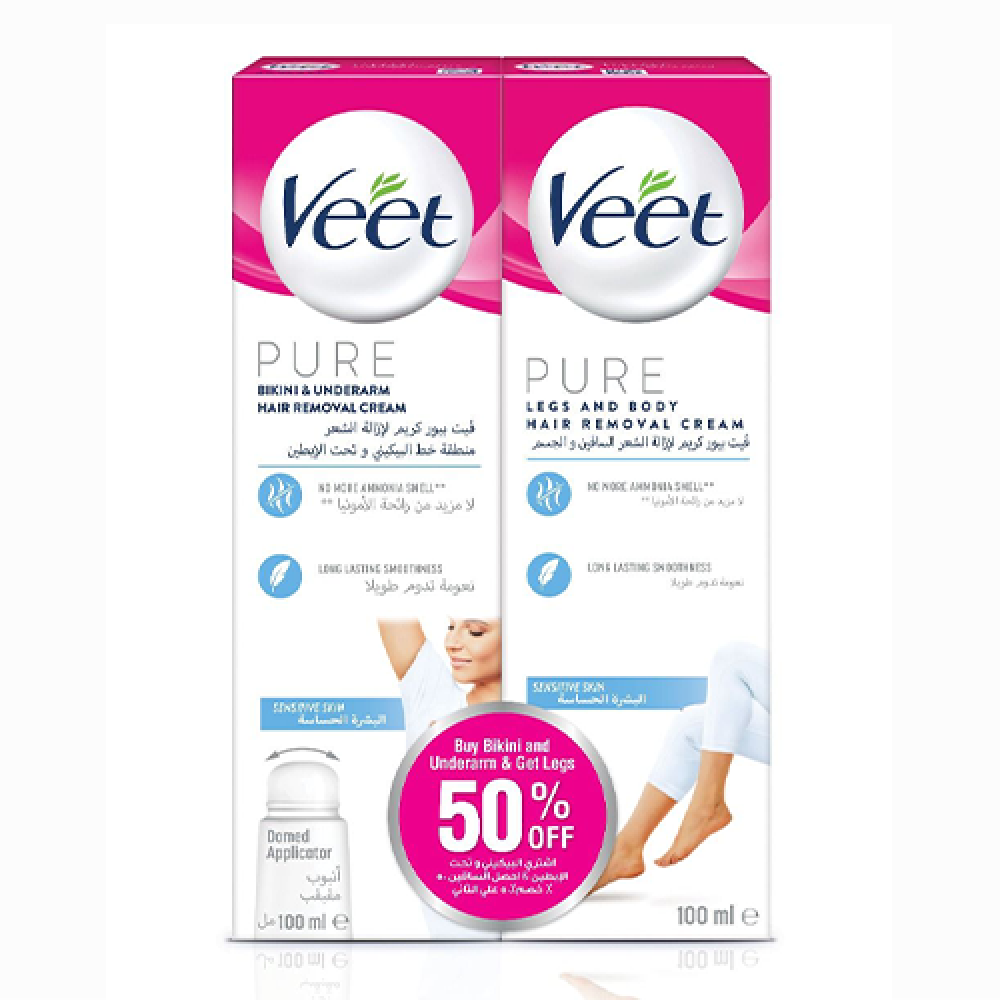 فيت بيور كريم ازالة شعر (الساقين والجسم + البكينى والابط) للبشرة الحساسة بخصم 50%