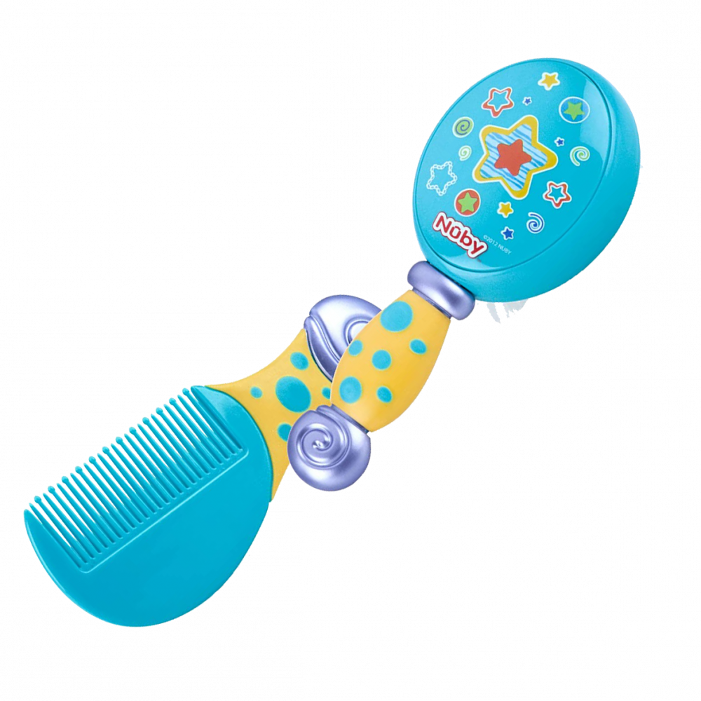 نوبى طقم مشط و فرشاة للشعر 744  - ألوان متنوعة