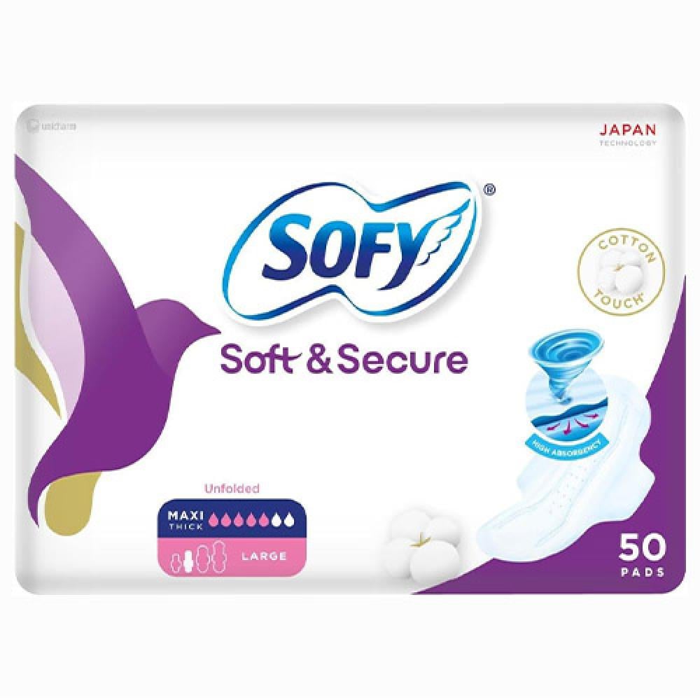 سوفي حفائض نسائية - ماكسي مضغوطة - كبير بالاجنحة - 50 حفاضة