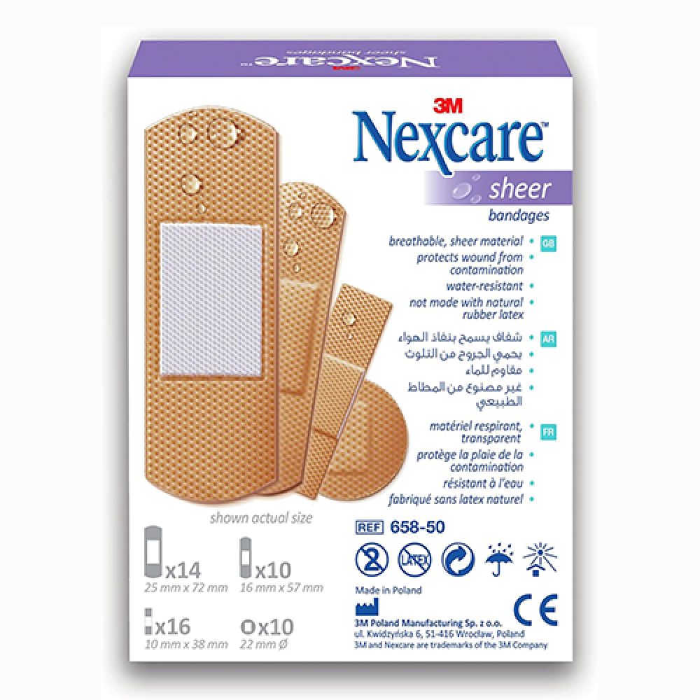 نيكس كير ضمادات شفافة مقاومة للماء متنوعة 50 قطعة