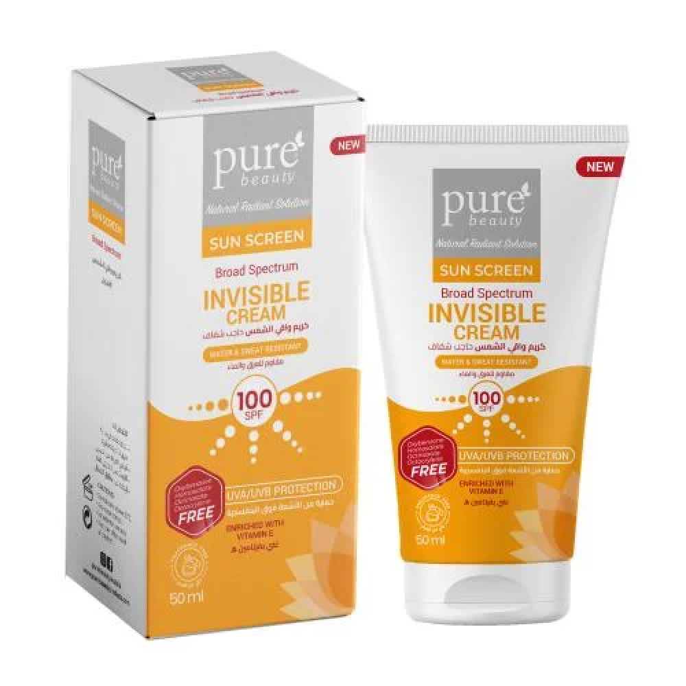 بيور بيوتي كريم واقى شمس بعامل حماية 100 حاجب شفاف 50 مل