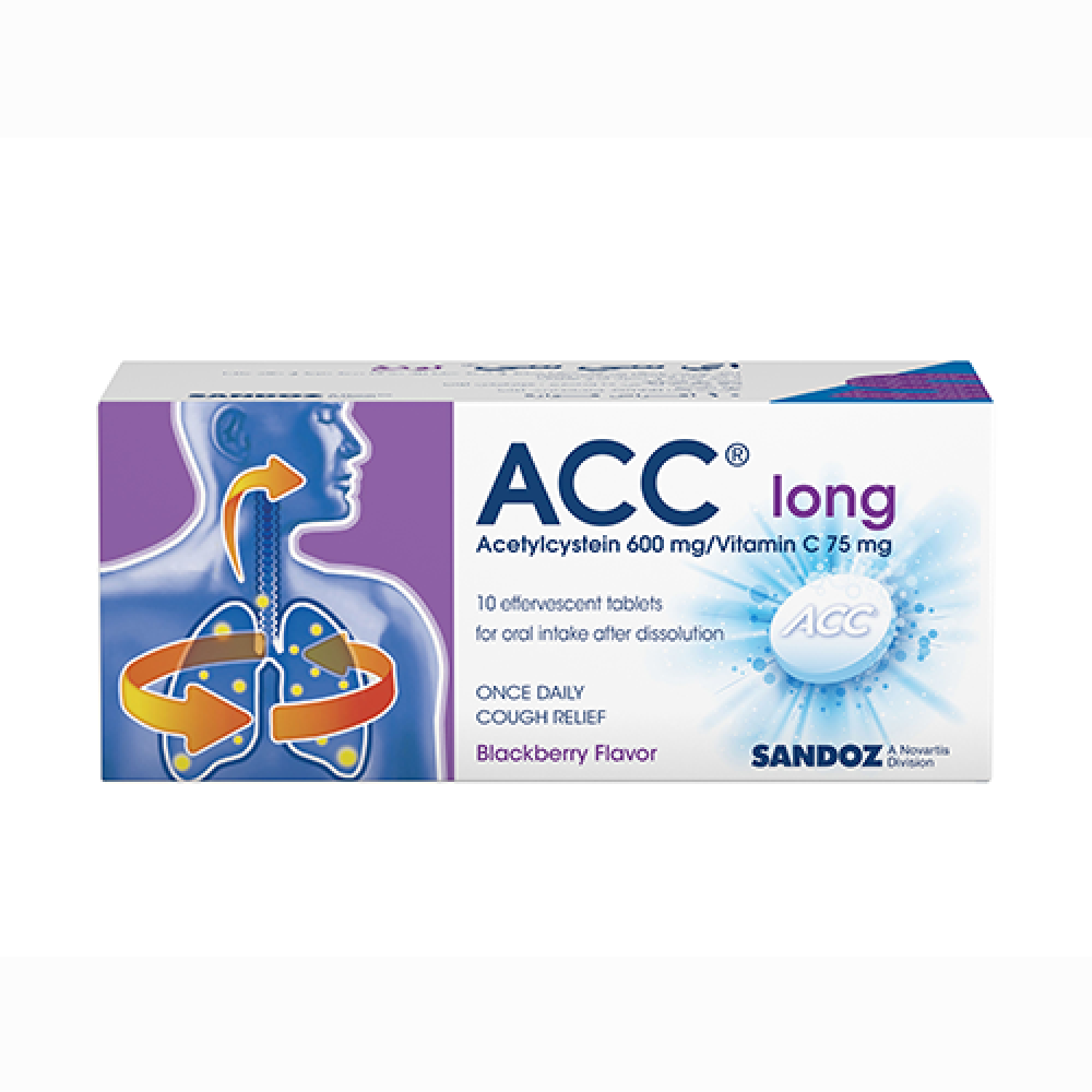 ايه سى سى لونغ 600 مجم  لأعراض الكحة - 10 أقراص