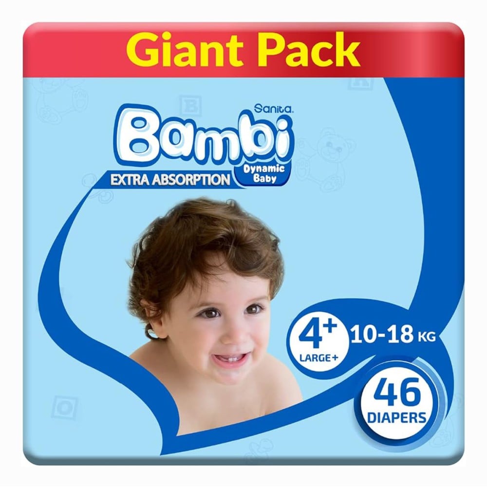 سانيتا بامبي حفائض اطفال مقاس (+4) عبوة 46 حفاضة