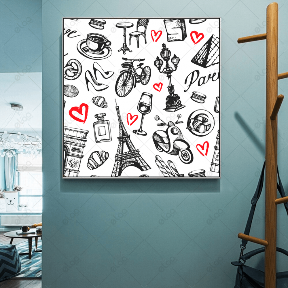 (MDF) لوحة جدارية عناصر باريس