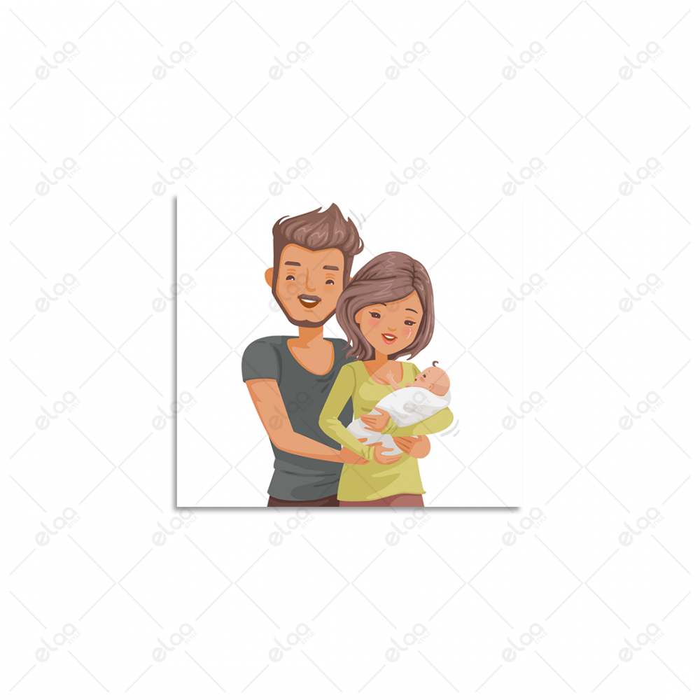 (MDF) لوحة فنية زوجين يحملان طفلا