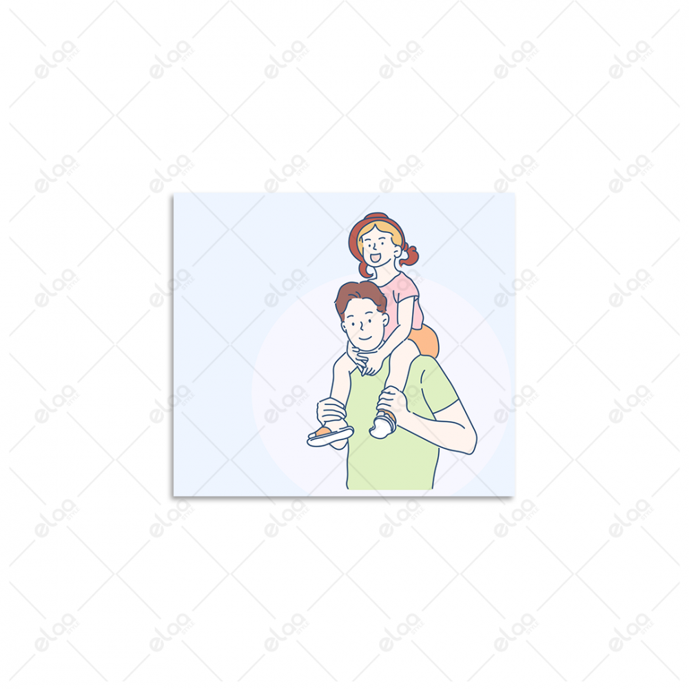 (MDF) لوحة فنية الأب يحمل ابنة علي ظهره