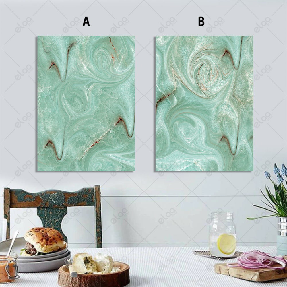 لوحات فن تجريدي باللون الأخضر الفاتح