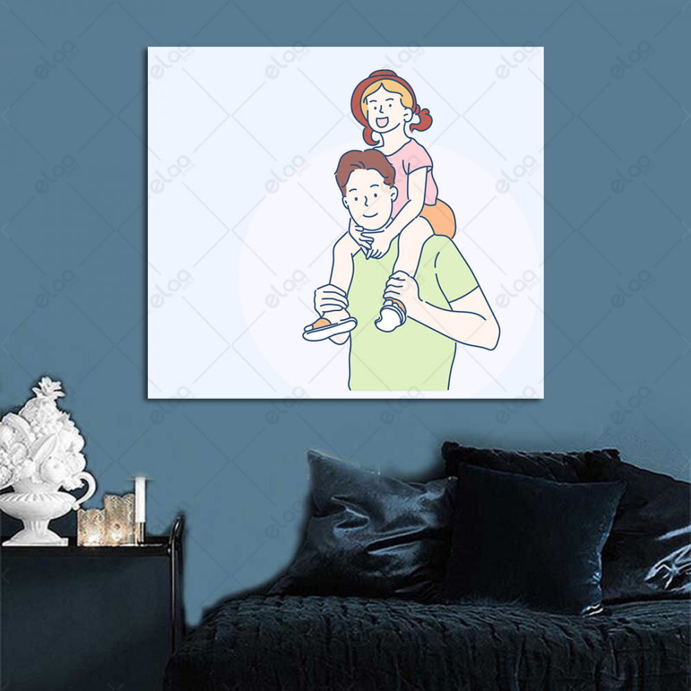 (MDF) لوحة فنية الأب يحمل ابنة علي ظهره