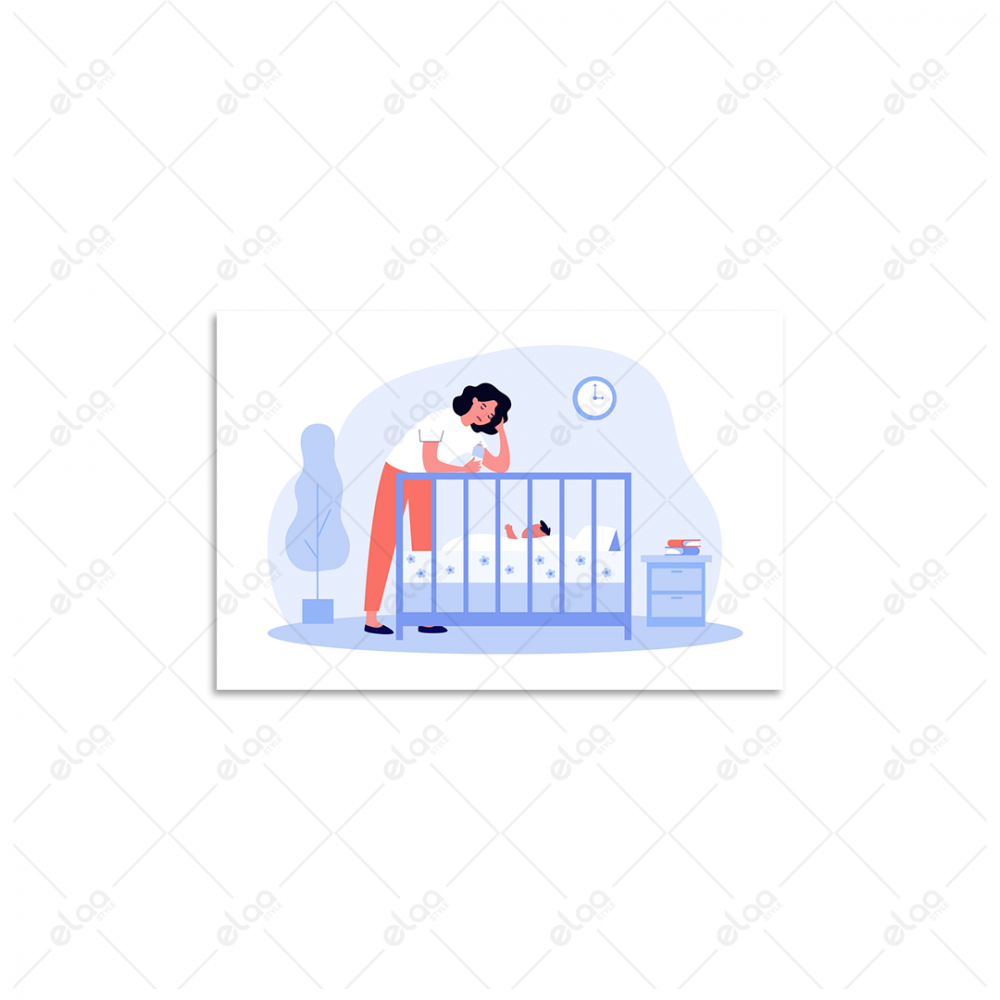 (MDF) لوحة فنية أم تعطي زجاجة لطفلها