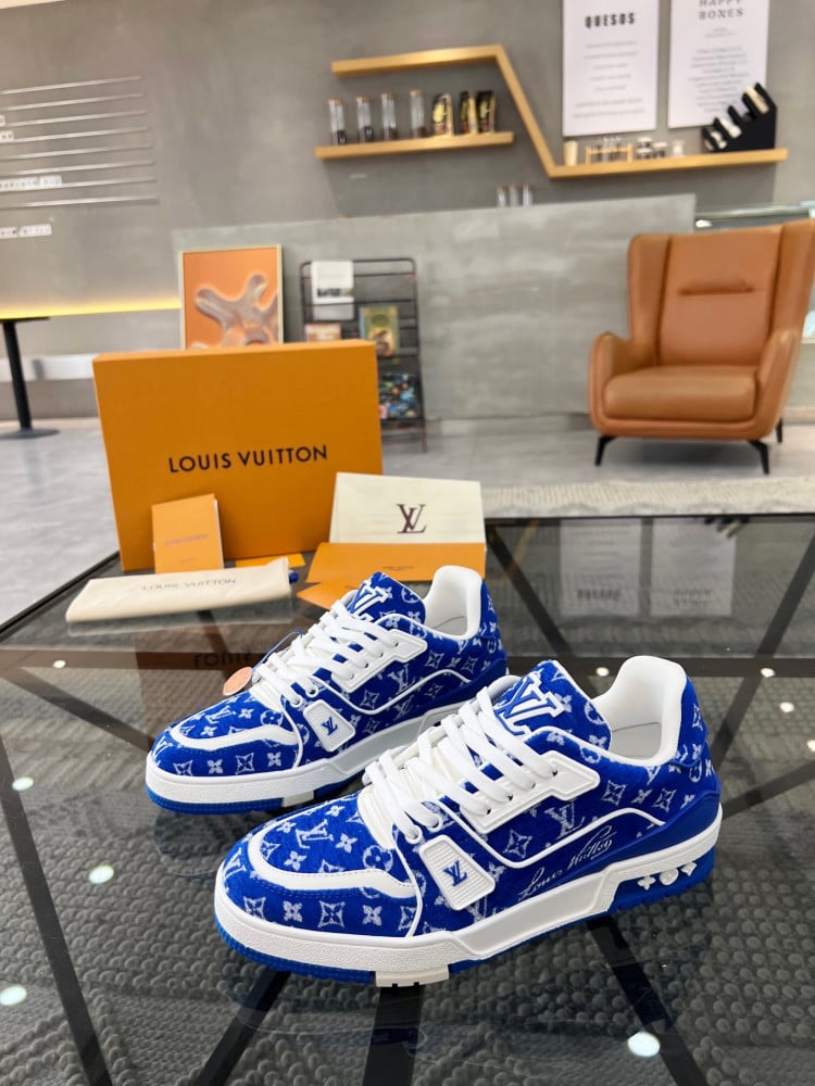 Louis Vuitton, Shoes, Louis Vuitton Trainers White Blue