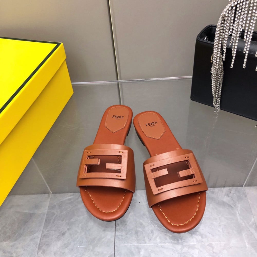 Buy Fendi Brown FF Slingback Sandals in Nappa Leather & Fabric for Baby  Girls in Kuwait | Ounass
