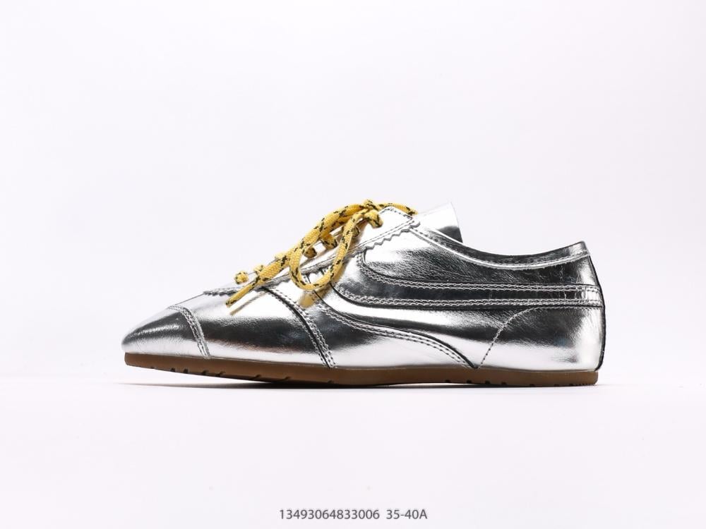 Metallic leather sneakers in silver - Dries Van Noten
