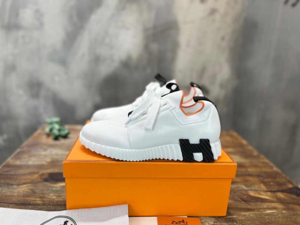 adidas gazelle silver green womens Hermes Bouncing Sneakers White Black Mesh 131386385 – trenbe main image 0