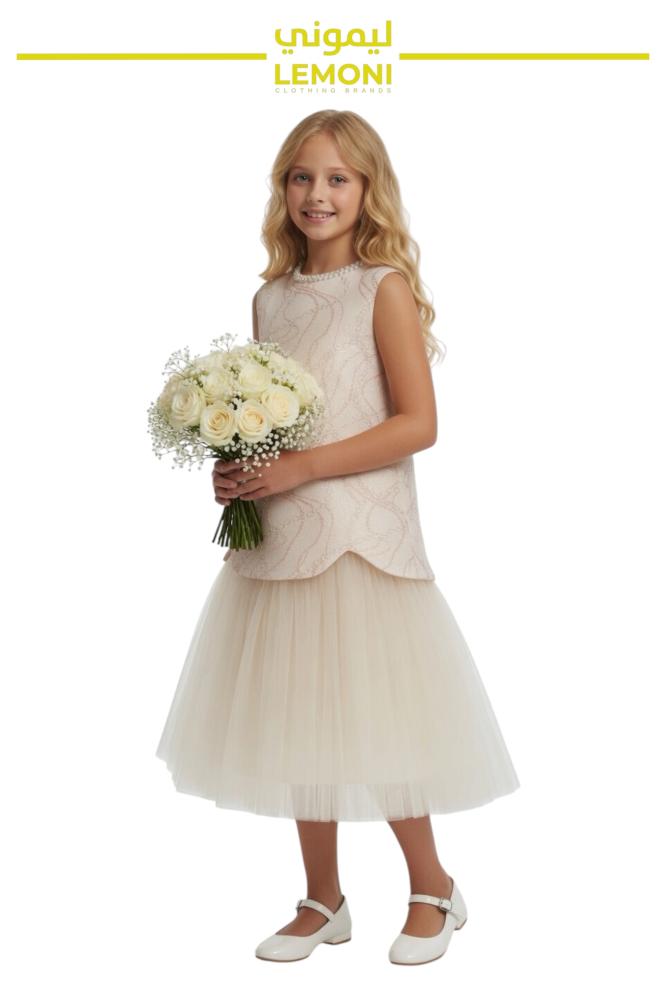 Elegant beige two-tiered dress AR091 -