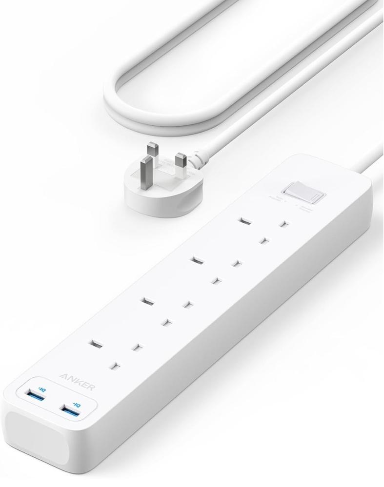 توصيلة انكر 4 منافذ طاقة مع منفذين USB-A بطول 1.8 متر