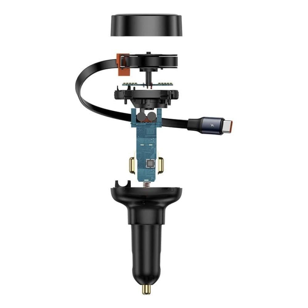 شاحن سيارة بيسوس تايب سي مع كيبل تايب سي قابل للسحب بقوة 60 واط