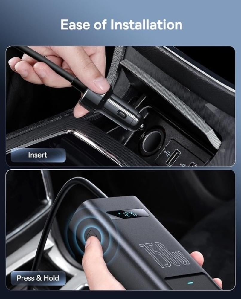 توصيلة سيارة بيسوس بقوة 150 واط ، 220 فولت بمنفذين طاقة ومنفذ USB ومنفذين تايب سي