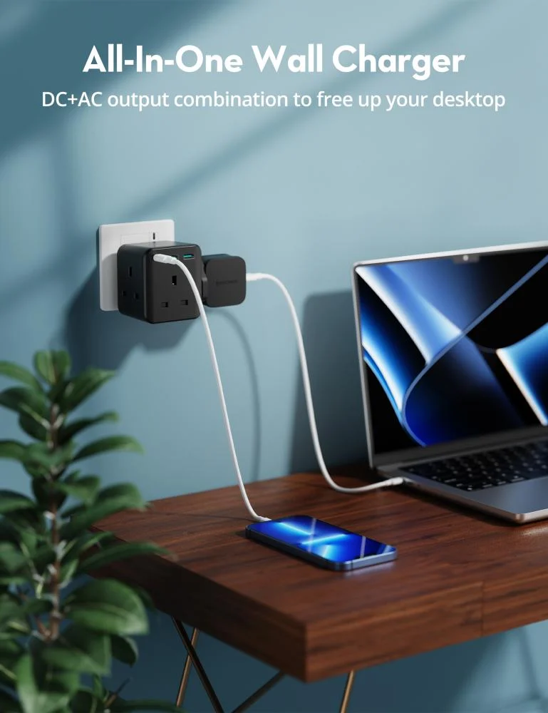 شاحن RAVPOWER 20W متعدد المنافذ – 3 منافذ اثنين  Usb-A وواحد PD  لشحن سريع