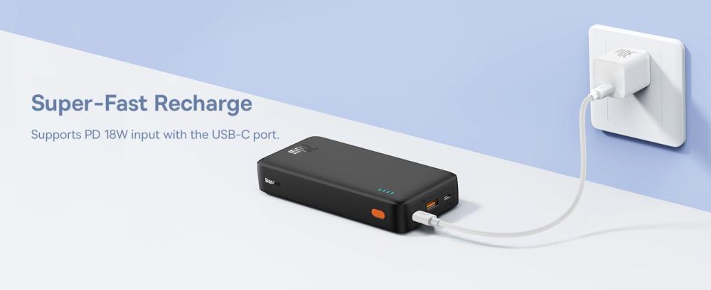 باور بانك بيسوس بسعة 20,000 ملي امبير بقوة 20 واط - اسود