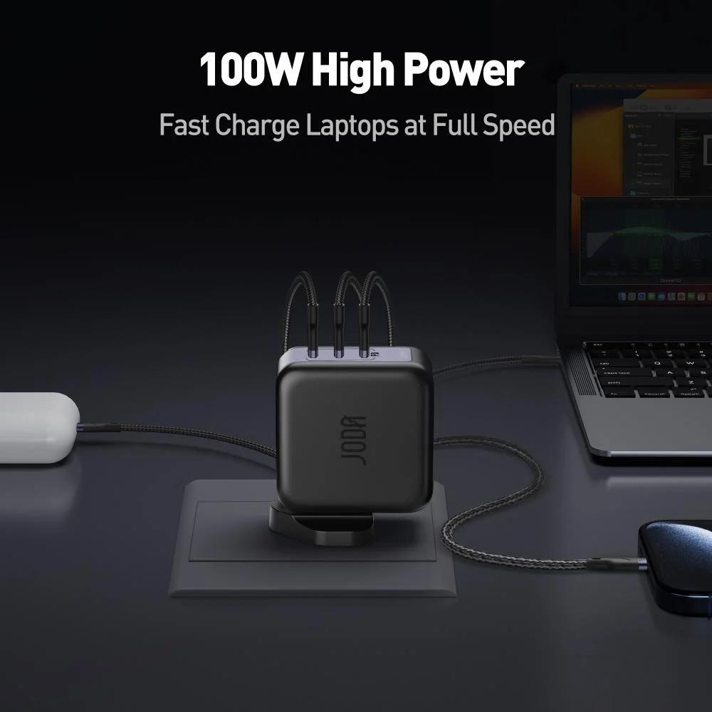 شاحن جداري JODA بقوة 100 واط بثلاث منافذ تايب سي