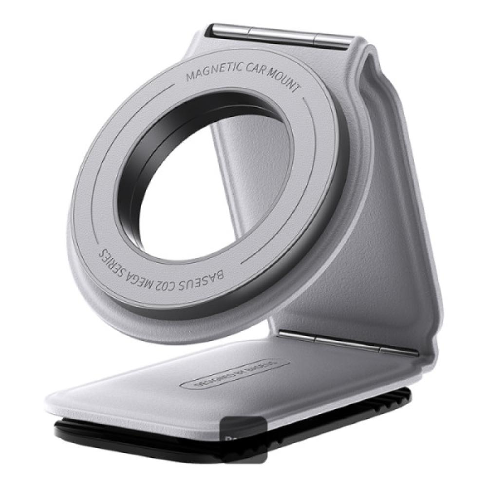 بيسوس - حامل هاتف السيارة المغناطيسي من سلسلة C02 Prime Trip قابل للدوران 360 درجة، قابل للطي - رمادي
