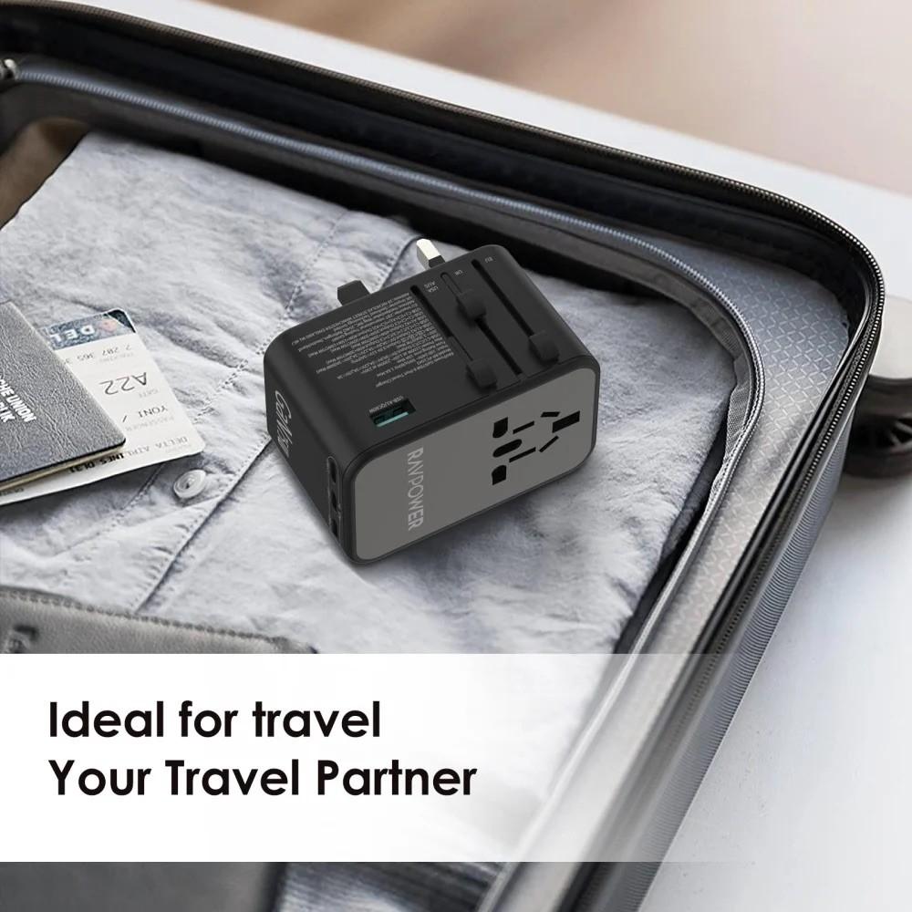 فيش سفر راف باور بقوة 75 واط متعدد المداخل مع ثلاث منافذ تايب سي ومنفذين USB-A