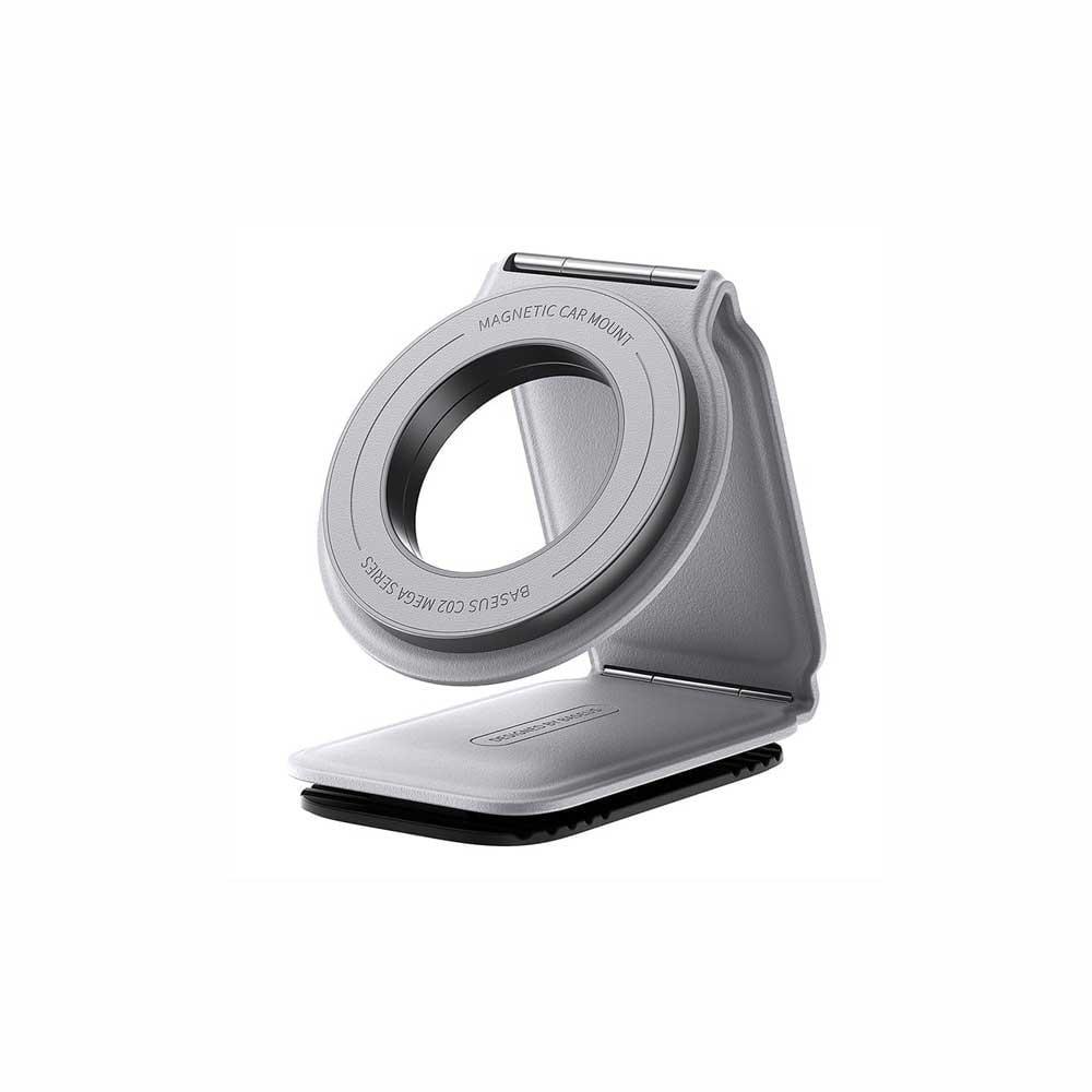 بيسوس - حامل هاتف السيارة المغناطيسي من سلسلة C02 Prime Trip قابل للدوران 360 درجة، قابل للطي - رمادي