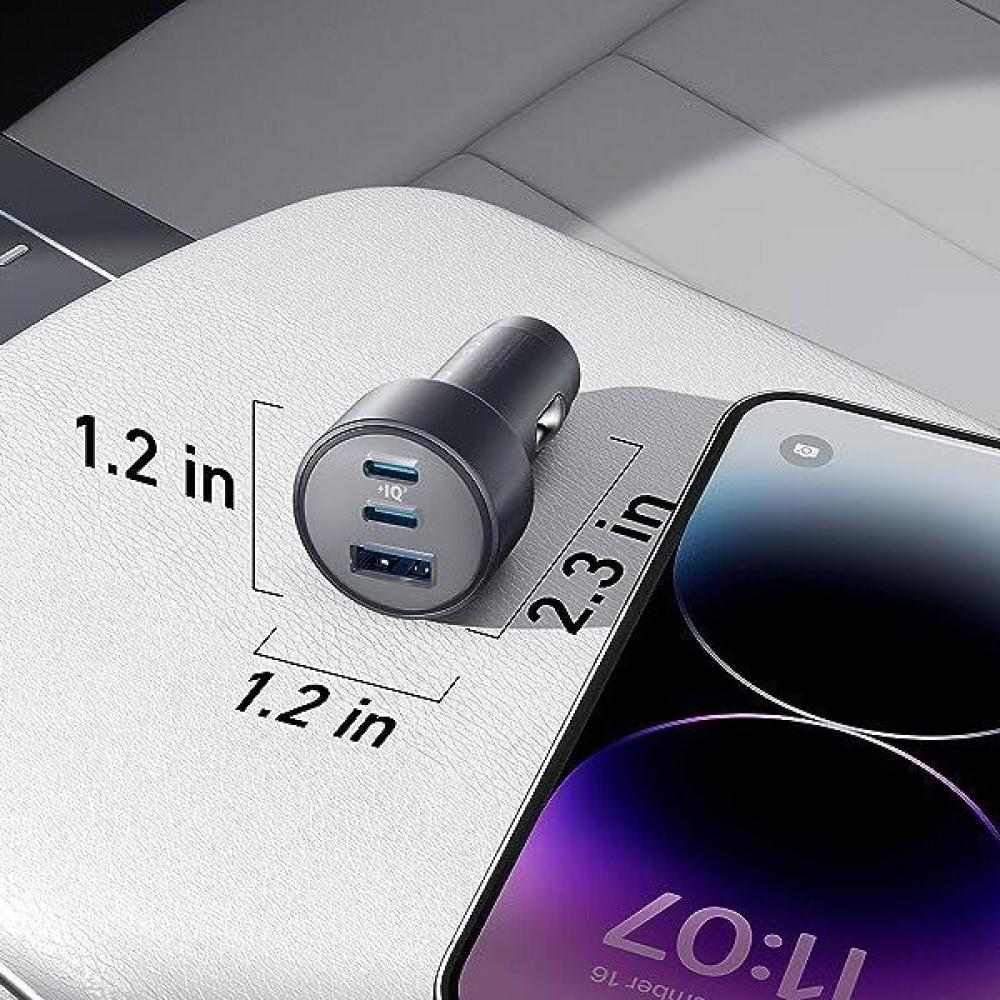 شاحن سيارة أنكر 67 واط – 3 منافذ لشحن أسرع أثناء التنقل