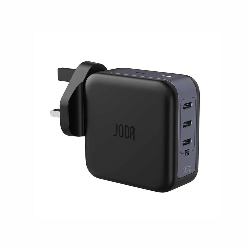 شاحن جداري JODA بقوة 100 واط بثلاث منافذ تايب سي