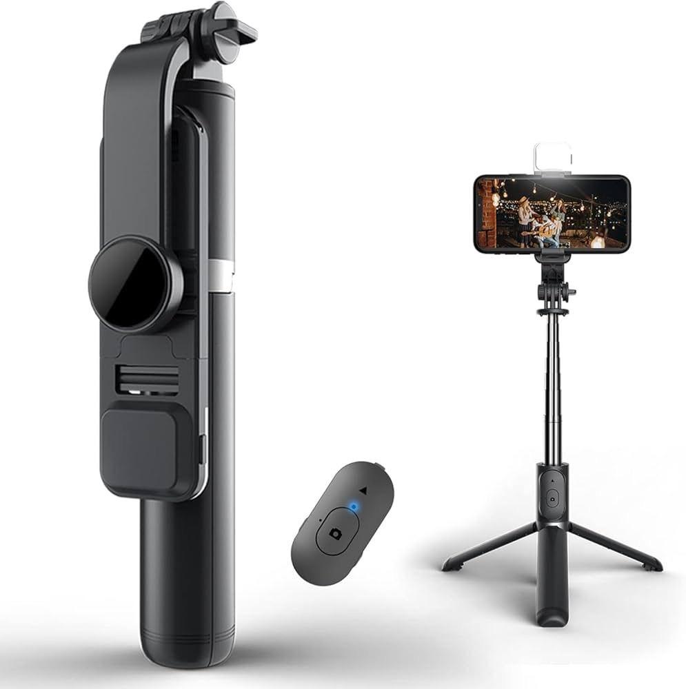 عصا سيلفي مع إضاءة وترايبود