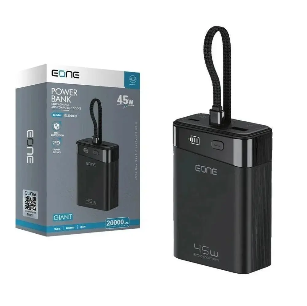 باور بانك EONE بقوة 45 واط وسعة 20000mAh – شحن سريع وتقنية PD