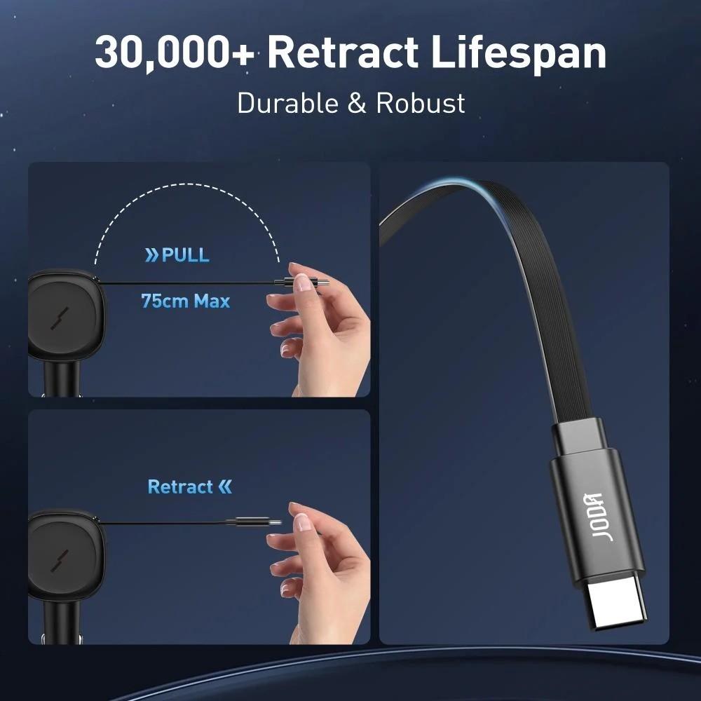 شاحن سيارة JODA CarFlex بقوة 60 واط مع سلك تايب سي مدمج مع منفذ تايب سي و منفذ يو اس بي