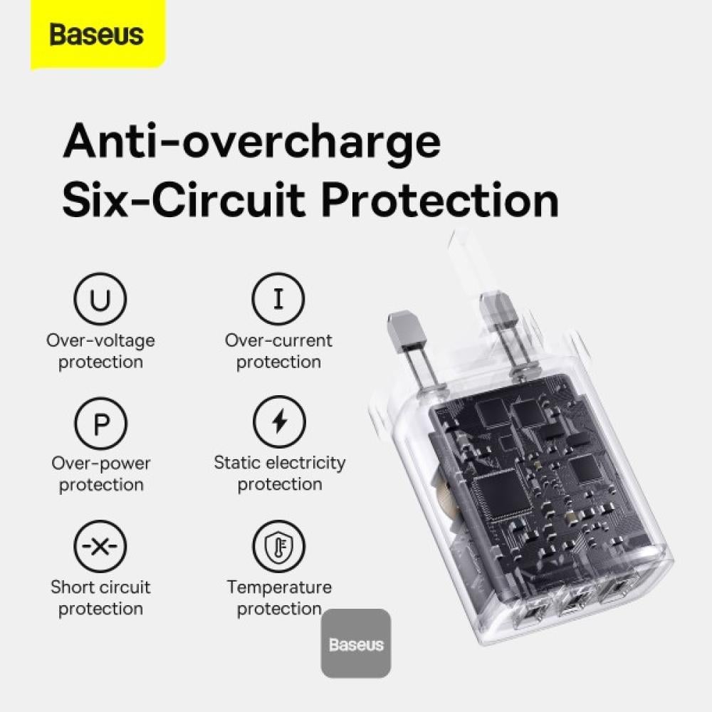 شاحن جداري Baseus بقوة 17 واط بثلاث منافذ